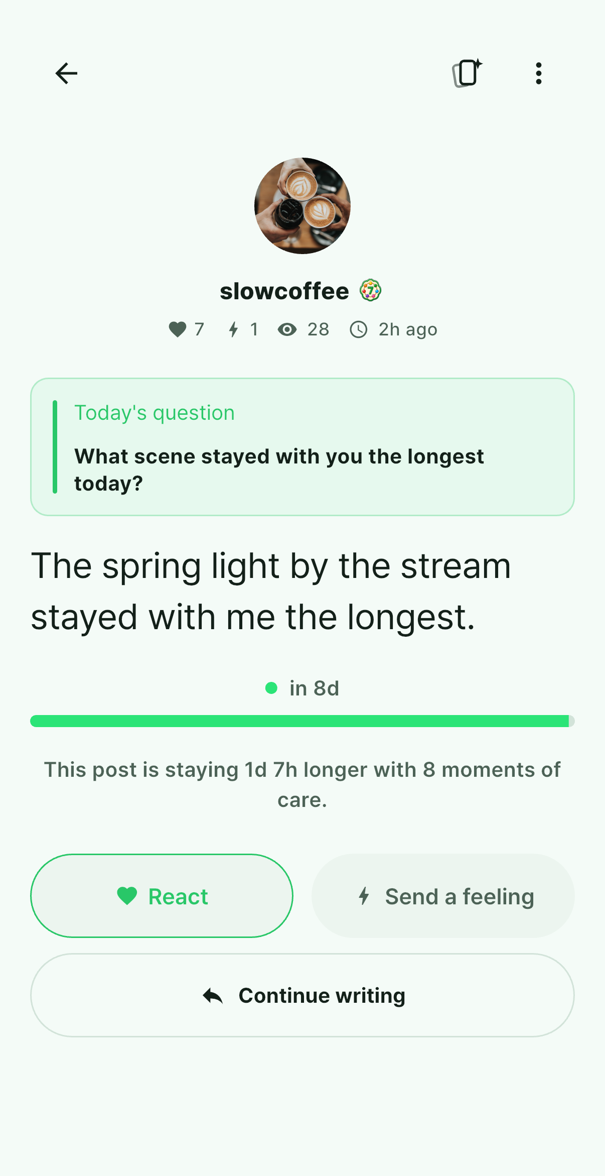 Diffu post details and reactions screen